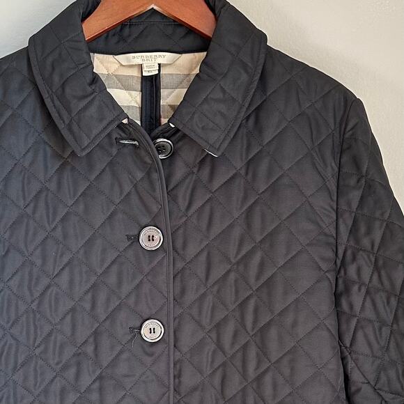 Burberry Brit Black Quilted Trench Coat Button Up Short Jacket Modern British - Picture 3 of 12